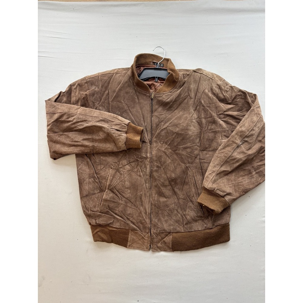 STYLE AUTO Mens Brown Suede Bomber Jacket Racing World Championship Legend M